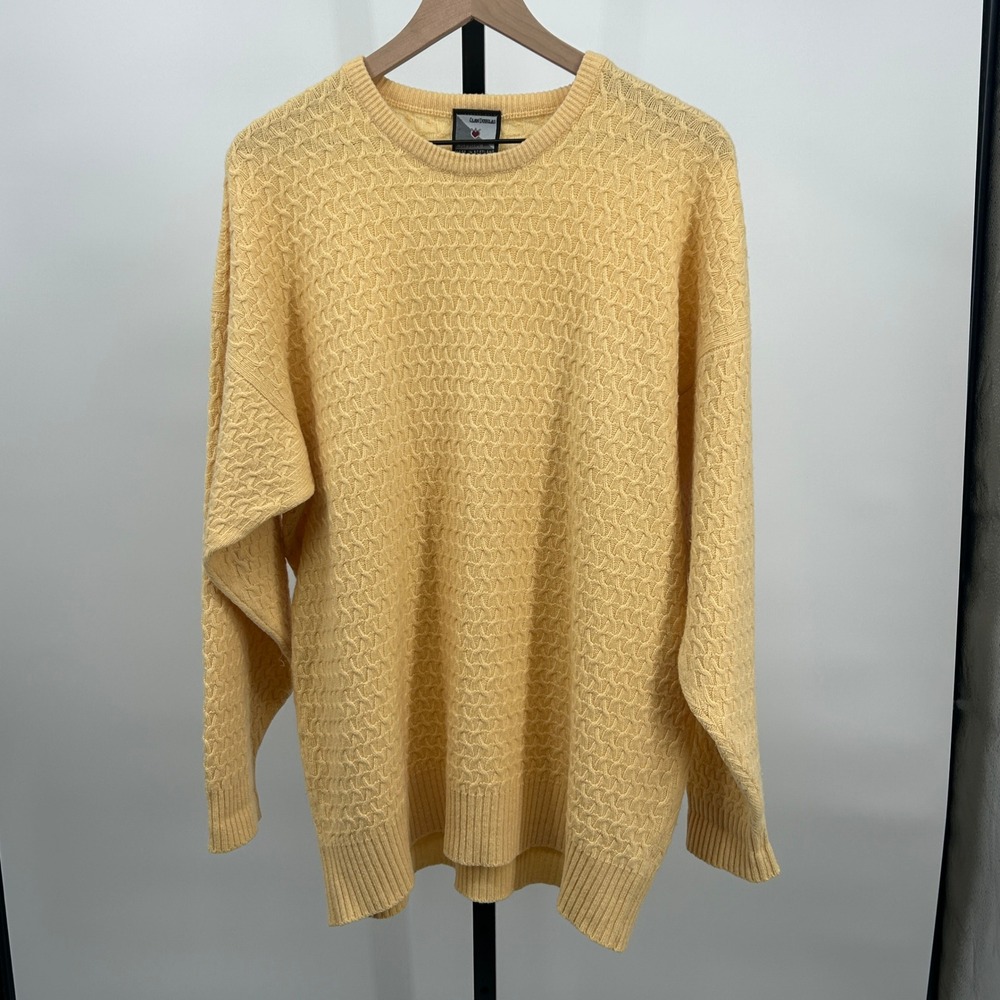 Clan Douglas Nordstrom‎ Cashmere Cable Knit Sweater Yellow Large Quiet Luxury